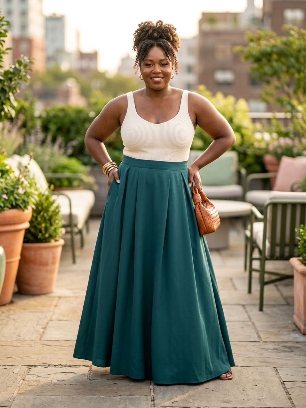 Women's Green Maxi Skirt - Unbranded